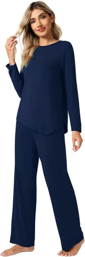 Vista 3 de WiWi Viscose from Bamboo Pajamas Set for Women Soft Long Sleeve Pj Sleepwear Knit Jammies Pants Lounge Sets Loungewear S-XXL