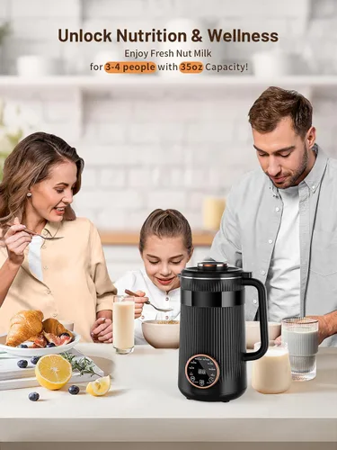 Vista 7 de Máquina para hacer leche de frutos secos, 35 oz casera de soja, almendra, avena, coco, bebidas a base de plantas y sin lácteos, máquina automática