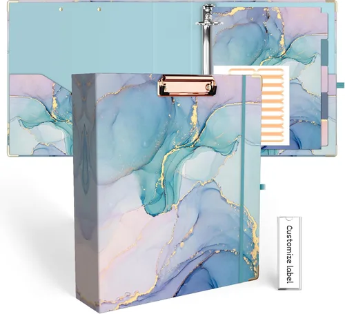Vista 27 de EYROZILL Mini carpeta de 3 anillas, 5.5" x 8.5", de 1 pulgada con bolsillos, carpeta con portapapeles para estilo de cabello del cliente, estuche