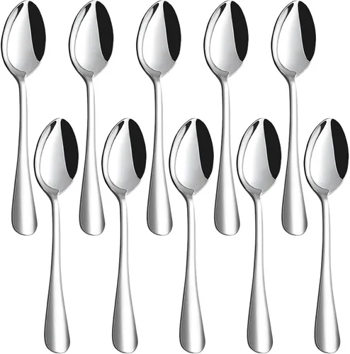 Vista 7 de HANSGO Cucharas de acero inoxidable, 6 cucharas de cena, cubiertos de 6.7 pulgadas