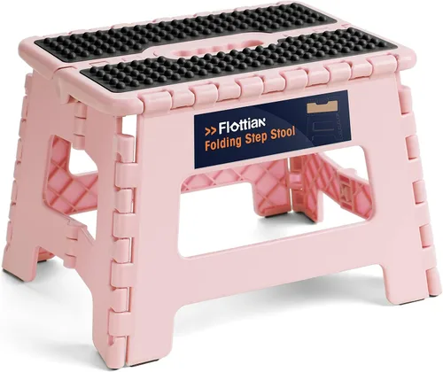 Vista 25 de Flottian Taburete plegable de 13 pulgadas para adultos y niños con capacidad para hasta 300 libras, taburetes plegables antideslizantes con asa