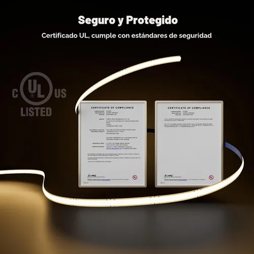 Vista 5 de PAUTIX Tira de luz LED COB de 5 mm 16.4 pies/5 m 3000K Blanco cálido 504 LEDs/m, Cinta LED flexible DC24V para gabinete Hogar Proyectos