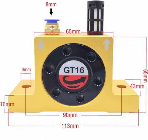 Vista 2 de GT16 G 1/4" vibradores neumáticos de la turbina, vibrador industrial de oro silencioso de la turbina para la tolva, vibradores neumáticos de la bola