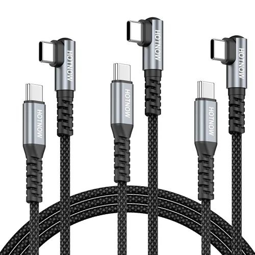 Vista 14 de Short Right Angle USB C to USB C Cable 12 inch 3 Pack, PD 65W Fast Charging Blanco grisáceo