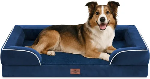 Vista 48 de Comfort Expression - Cama ortopédica para perros medianos, 28 x 19 pulgadas, cama impermeable y de apoyo de espuma con cojines removibles, sofá