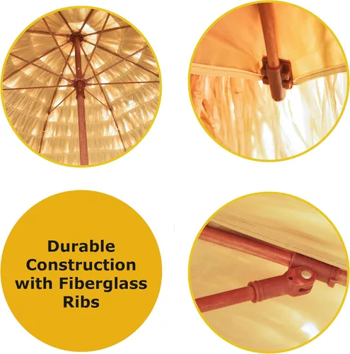 Vista 6 de FOREVER BAMBOO Tiki Thatch - Sombrilla de playa y patio – Palapa estilo hawaiano con protección UV