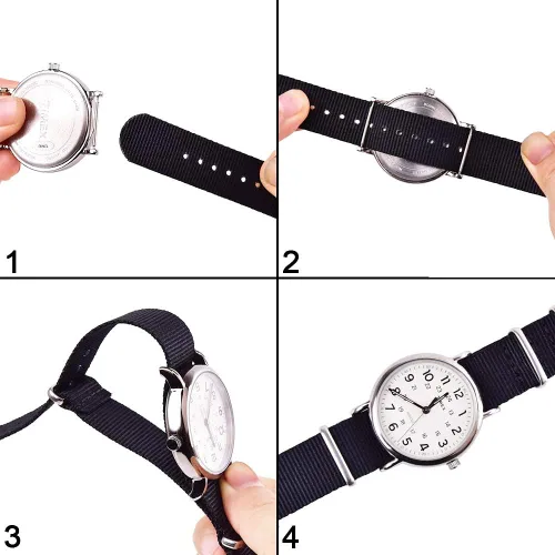 Vista 5 de Ritche - Correas de nailon balísticas militares de 16, 18, 20, 22 y 24 mm.Repuesto de nailon para hombres y mujeres (4 paquetes).