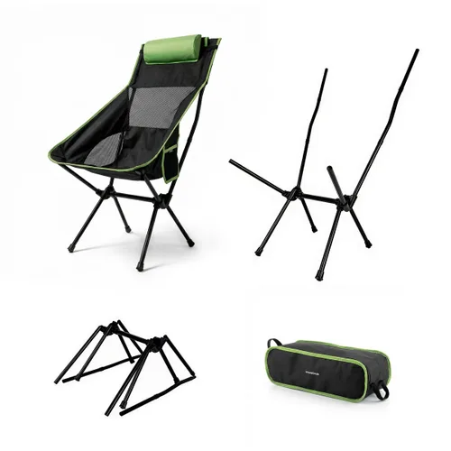 Vista 8 de Silla Mecedora Plegable de Camping 2 en 1 con Bolsillo, Cojín y Bolsa de Transporte Trillow InnovaGoods