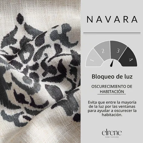 Vista 4 de Elrene Home Fashions Navara Medallion Cortina Oscurecedora de Habitación, Panel Único, 52 x 84 pulgadas (1 Panel), Negro