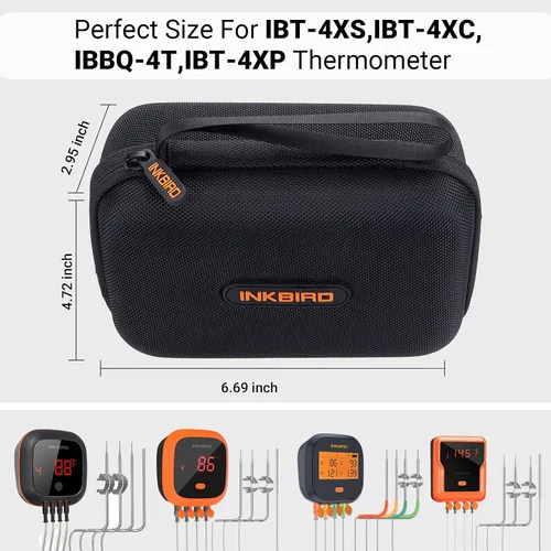 Vista 2 de INKBIRD Funda de transporte de 6.7 x 4.7 x 3 pulgadas para termómetro de parrilla IBT-4XS, IBBQ-4T, IBT-4XC, IBT-4XP - Disco duro protector