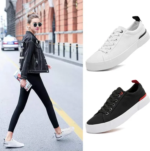 Vista 4 de Tenis de lona para mujer, de corte bajo, para caminar y correr