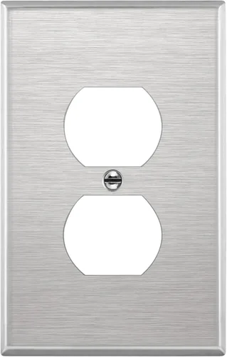 Vista 44 de ENERLITES Placa de pared de metal para receptáculo dúplex, acero inoxidable, tapa de tomacorriente, resistente a la corrosión, tamaño estándar