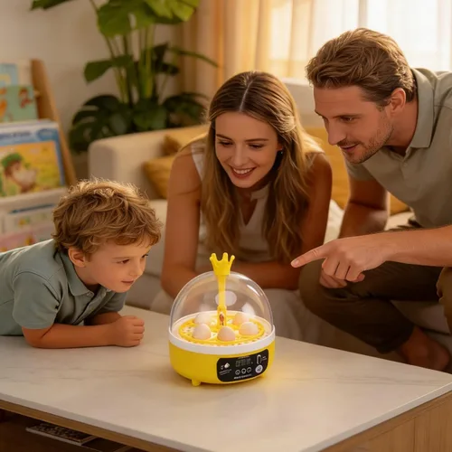 Vista 2 de Mini incubadora de huevos, incubadora de 4 huevos, máquina para eclosionar el hogar, control automático de temperatura y humedad para granja, aula