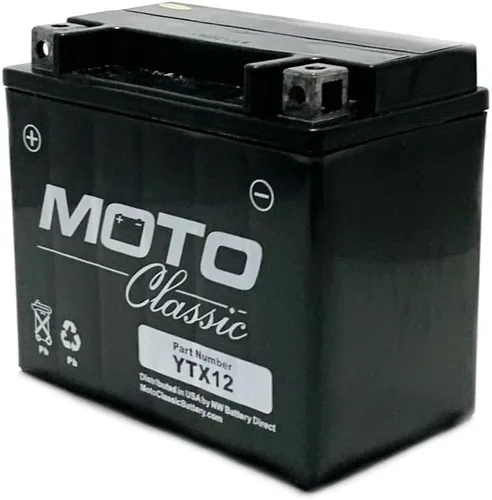 Vista 4 de MotoClassic YTX12 - Batería de repuesto sellada AGM de alto rendimiento de 12 V, 12 Ah, 220 CCA - Batería YTX12 - Reemplazo confiable