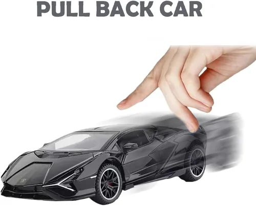 Vista 4 de Coche de Juguete Lambo Sian FKP3 Modelo de Coche Fundido con Luces y Sonido, Coche de Juguete con tracción trasera para niños de 3, 4, 5, 6 + años