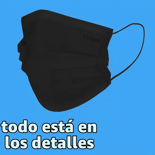 Vista 6 de Litepak 2,000 mascarillas desechables - Cubrebocas transpirable para el hogar y la oficina Negro