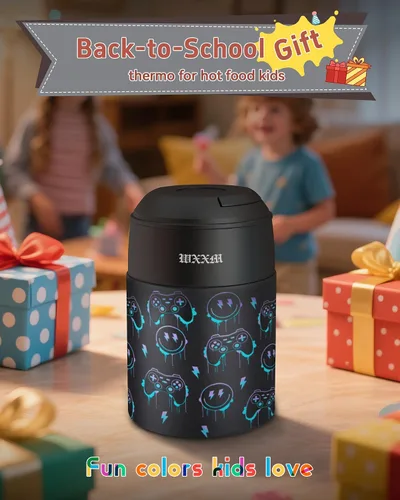 Vista 9 de Termo de sopa de 10 onzas para comida caliente para niños, tarro de comida aislado con cuchara boca ancha, recipiente de almuerzo de acero