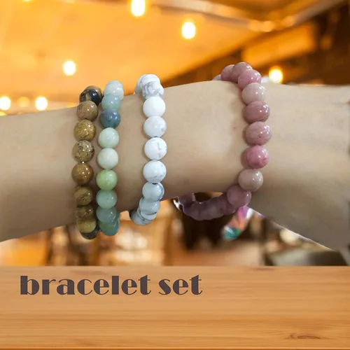 Vista 5 de YISSION Pulseras de cuentas de aceite esencial, pulseras de piedras semipreciosas, pulseras de cristal curativo para hombres, mujeres y niñas