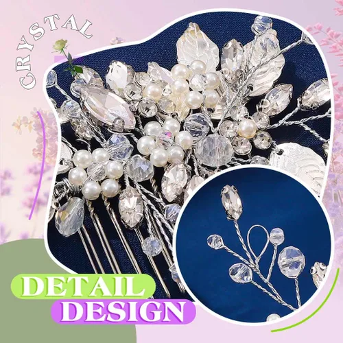Vista 7 de JEAIRTS Peine de cristal para el cabello, accesorio para el cabello de boda, accesorio para el cabello para mujer