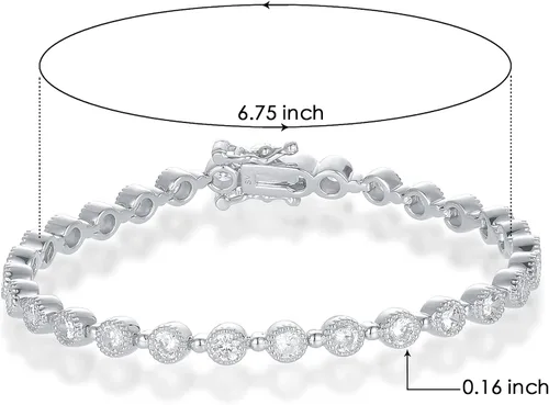 Vista 2 de Tennis Bracelets for Women, Sterling Silver Diamond Bracelets for Women 925 Prime Jewelry, Rose Gold Dainty Bracelet for Women Trendy 6.75-7.25 Inch