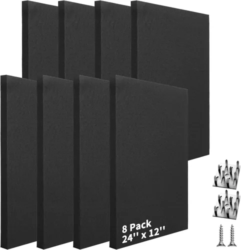 Vista 12 de Art3dwallpanels 4 PCS Paneles Acústicos, 24''x12'' Paneles de Pared de Tela Insonorizados, Paneles de Absorción de Sonido de Montaje Fácil con Gris