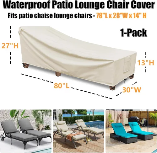 Vista 2 de Fundas para sillas de salón impermeables para exteriores, 1 paquete, poliéster 600D resistente a la intemperie, a los rayos UV y al desgarro, fundas
