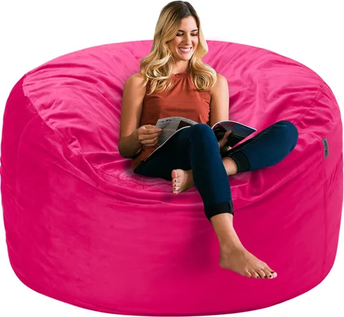 Vista 55 de HABUTWAY Silla de Puf de 2 Pies, Puf de 2' de Sillones Pequeños con Relleno, Silla de Puf en Forma de Lágrima de Terciopelo Ultra Suave con Funda