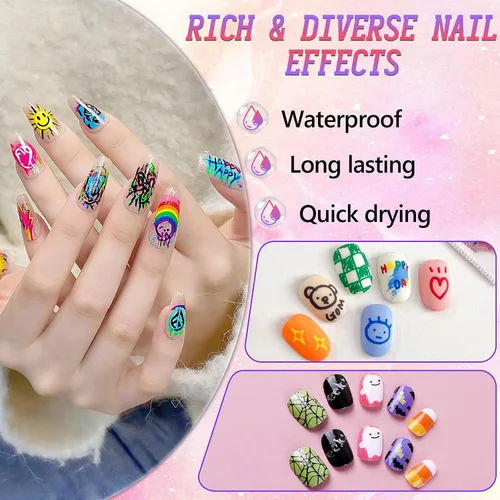 Vista 4 de Juego de 12 rotuladores para arte de uñas, rotuladores de esmalte de uñas de secado rápido 3D de 0.5MM, 2025 marcadores de arte de uñas DIY