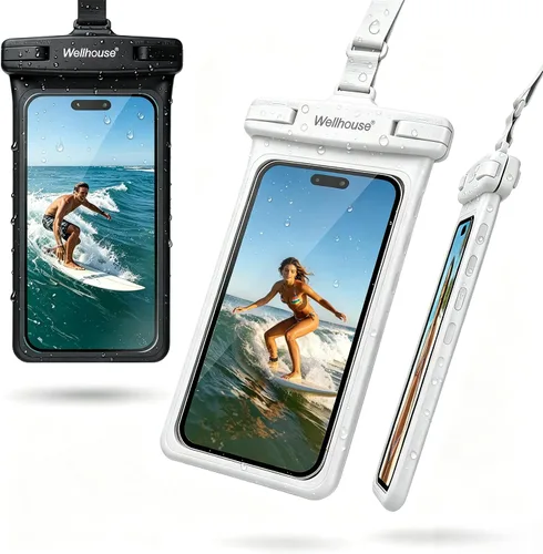Vista 23 de wellhouse Funda impermeable para teléfono, estuche impermeable para iPhone 16 15 14 13 12 Pro Max XS Samsung, bolsa seca para celular IPX8 3D