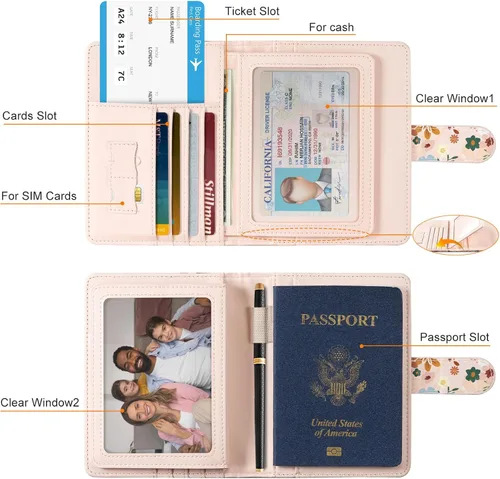 Vista 2 de CoBak Soporte para pasaporte - Guarda pasaportes, tarjetas de crédito, tarjetas de identificación, múltiples bolsillos para almacenamiento.