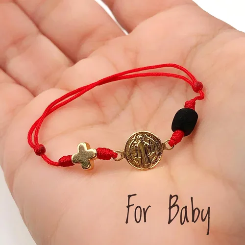 Vista 2 de St Benedict Red String Bracelet for de New Family Member Genuine Azabache Jet Stone Welcome to the World
