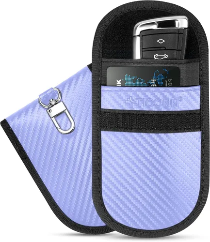 Vista 31 de TICONN 2PK Faraday - Bolsa para llavero de coche, bolsa de bloqueo RFID NFC Beige
