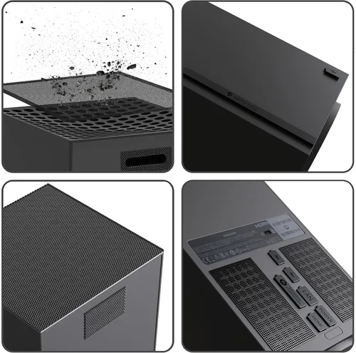 Vista 2 de GAMSURFING Filtro de polvo para consola Xbox Series X - 8 tapones antipolvo de silicona y 4 mallas de PVC, cubierta de ventilación antipolvo, funda