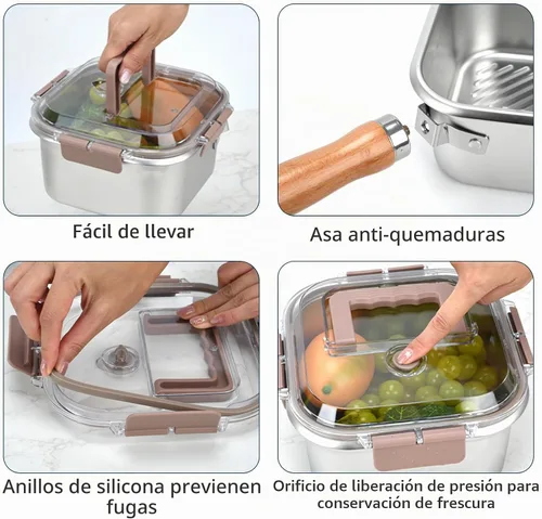 Vista 5 de Freidora de acero inoxidable, olla cuadrada con cesta y tapa, sartén profunda portátil con asa, colador de aceite, olla multifuncional para freír