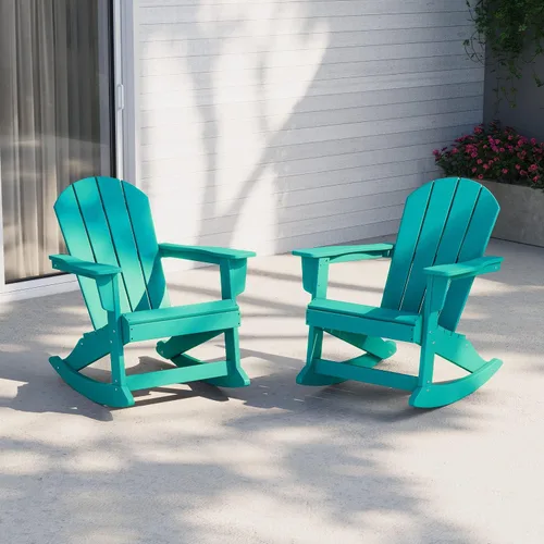Vista 80 de WestinTrends Silla mecedora Malibu de poliéster para exterior/patio Adirondack, Negra