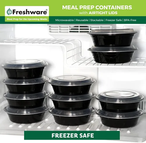Vista 9 de Freshware Recipientes de preparación de comidas con tapas [paquete de 30] recipientes de almacenamiento de alimentos, caja Bento, sin BPA