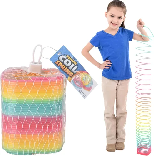 Vista 7 de The Dreidel Company Arco iris de resorte helicoidal cuadrado jumbo, recuerdo de fiesta para niños, 4.75 pulgadas (4.724 in) envuelto individualmente