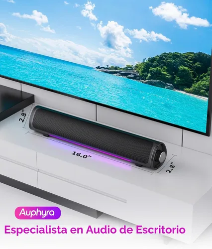 Vista 7 de Altavoces de computadora para PC de escritorio, barra de sonido de PC para juegos, Plug and Play, alimentación USB con audio de 0.138 in