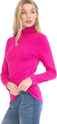 Vista 3 de MINEFREE Suéter ligero de manga larga con cuello alto para mujer (S-3XL)