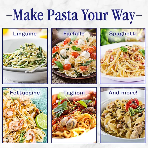 Vista 6 de Nuvantee Máquina para hacer pasta con 7 ajustes de grosor ajustable, máquina de fideos 3 en 1 con rodillos y 2 cortadores de ancho para espaguetis