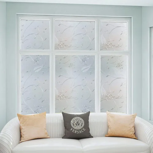 Vista 2 de Película de privacidad esmerilada para ventana, calcomanías decorativas de vinilo para ventana, adhesivos estáticos, sin pegamento, película