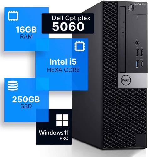Vista 8 de Dell Computadora de sobremesa Optiplex 5060 Hexa Core Intel i5 (3.2) 8 GB DDR4 RAM 1TB SSD de estado sólido Windows 11 PC profesional para el hogar