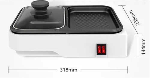 Vista 2 de Olla caliente eléctrica de 1.7L con divisor Olla caliente eléctrica grande con tapa de vidrio 1000W 110V