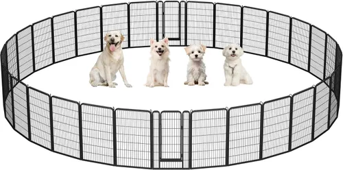 Vista 11 de Yaheetech Corralito para perros, 24 pulgadas, 2 paneles, corral para perros para interiores, resistente, corral de ejercicio para cachorros, valla