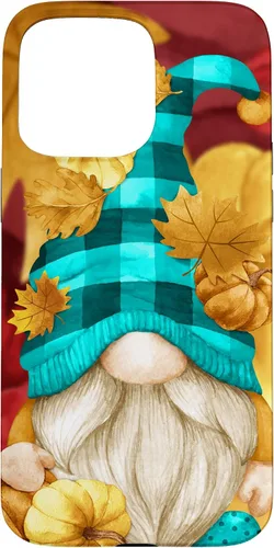Vista 28 de iPhone 16 Buffalo Plaid Gnomie Cute Autumn Accessories With Fall Gnome Case