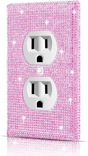 Vista 23 de Dengduoduo Placas de pared, cubierta decorativa para interruptor de luz, cubiertas decorativas de tomacorrientes, diamantes de imitación plateados