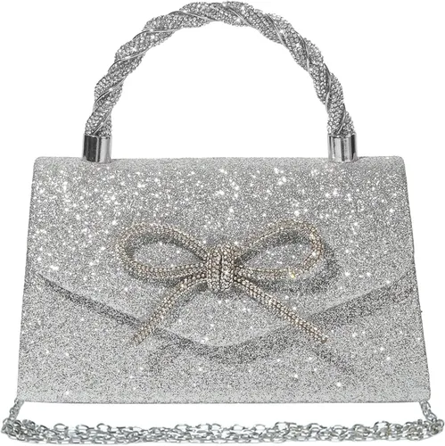 Vista 8 de Bolso de noche para mujer, con lazo brillante, para boda, con diamantes de imitación, bolsos elegantes para fiestas, bailes de graduación