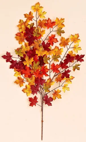 Vista 2 de Worth Imports Mini espray artificial de hoja de arce de otoño de 27 pulgadas con 75 hojas, juego de 6