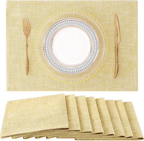 Vista 21 de homing - Juego de 4 manteles individuales de algodón y lino, manteles de tela lavables para mesa de comedor de estilo rústico para interiores y Negro