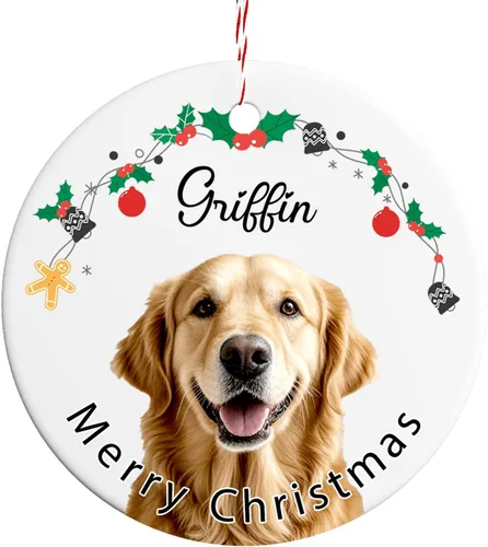 Vista 13 de Adornos de Navidad personalizados para perros 2025 – Adornos de foto de mascota personalizados para decoraciones de árboles de Navidad, adorno